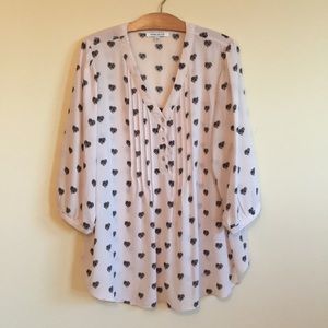 Rose + Olive brand blouse with hearts